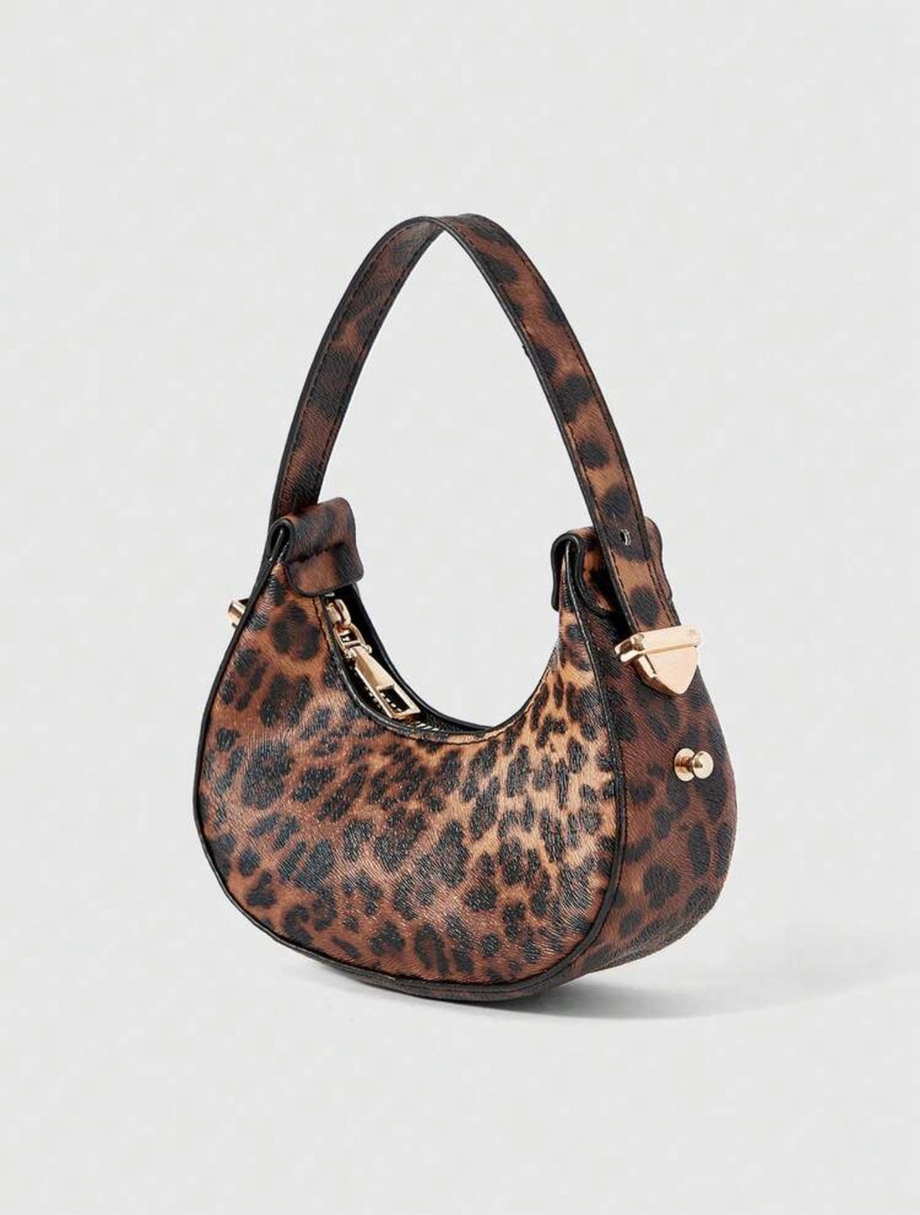 Mini Leopard Print Crescent Shoulder Bag