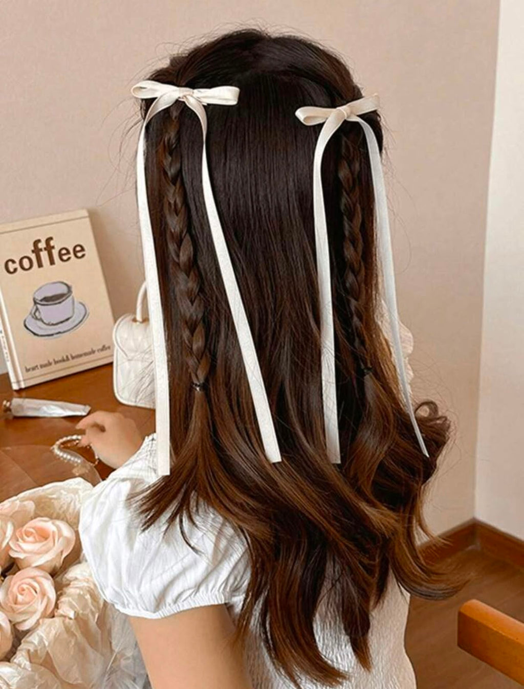 Long Tail Satin Ribbon Bow Hair Tie – Pastel Streamer Hair Accessory