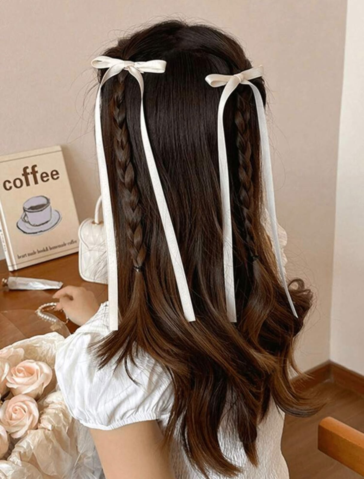 Long Tail Satin Ribbon Bow Hair Tie – Pastel Streamer Hair Accessory
