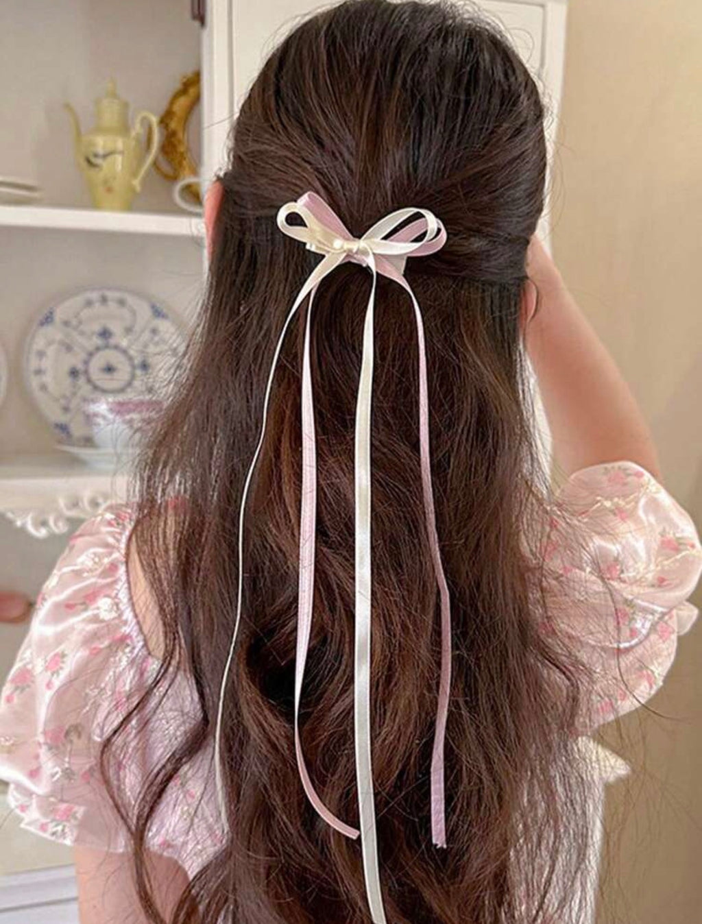 Coquette Long-Tail Ribbon Bow Clips | Double Layer Satin & Lace Hair Accessories