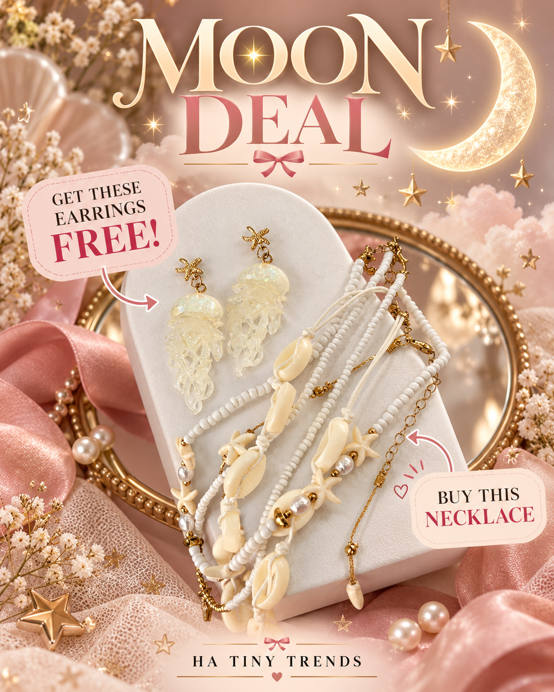 Shell Beaded Necklace with FREE Jellyfish Earrings | HA Tiny Trends