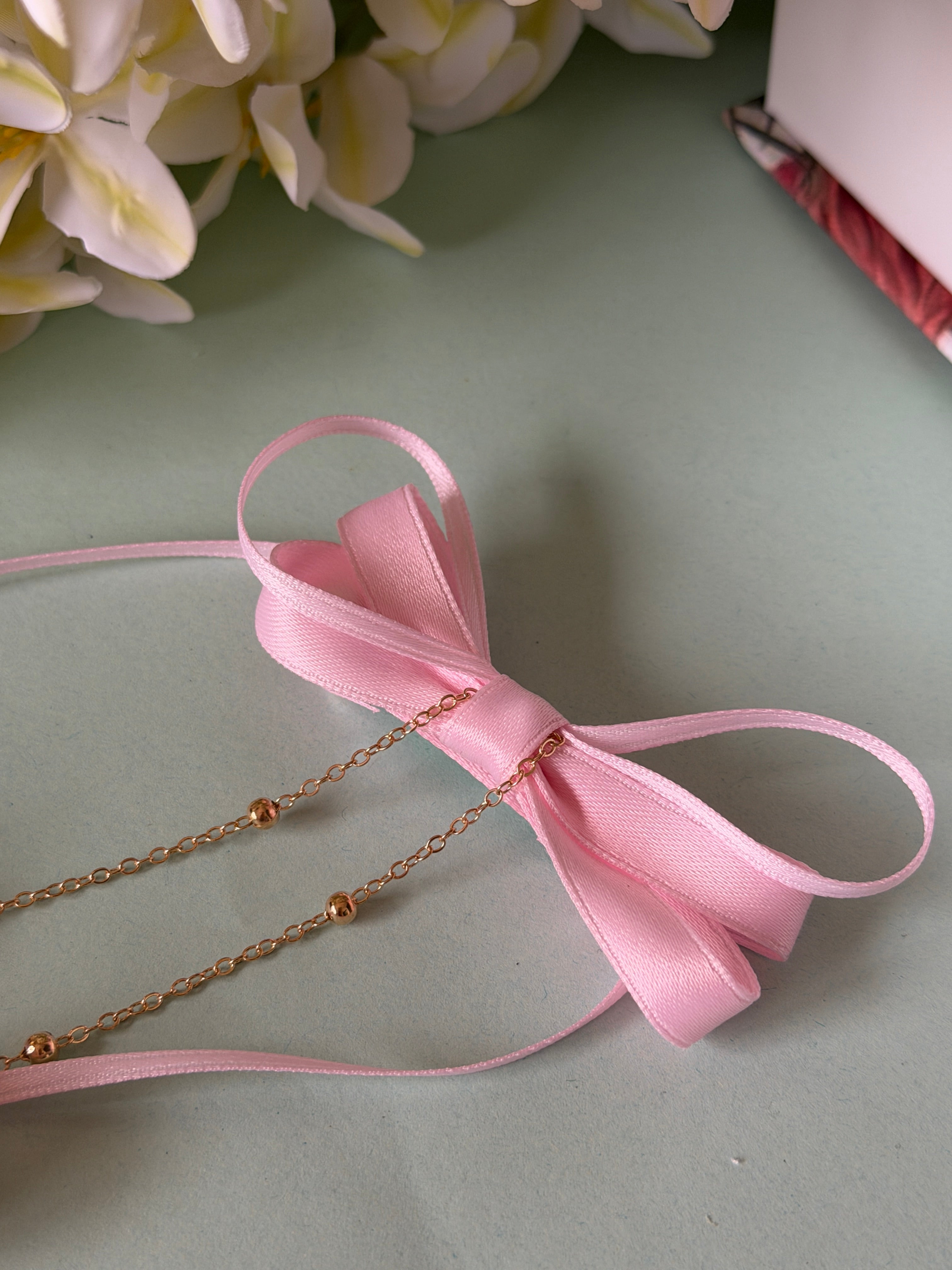 Baby Pink Coquette Ribbon Bow Hair Clips with Pom-Poms