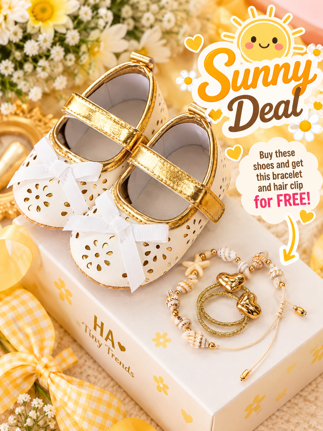 Baby Shoes with Free Bracelet and Hair Accessories | HA Tiny Trends