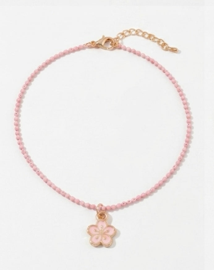 Pastel Beaded Charm Necklace Set – Daisy, Butterfly & Flower Pendant