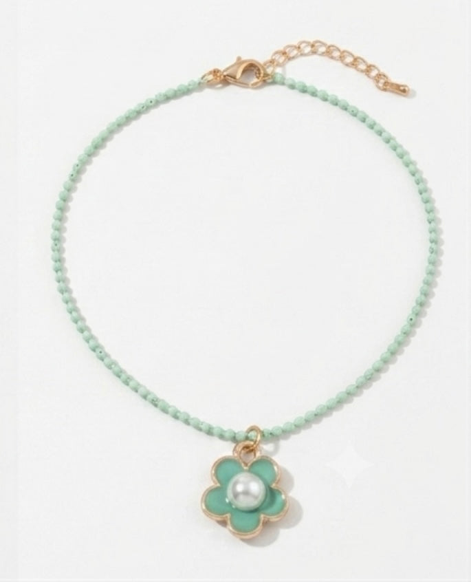 Pastel Beaded Charm Necklace Set – Daisy, Butterfly & Flower Pendant