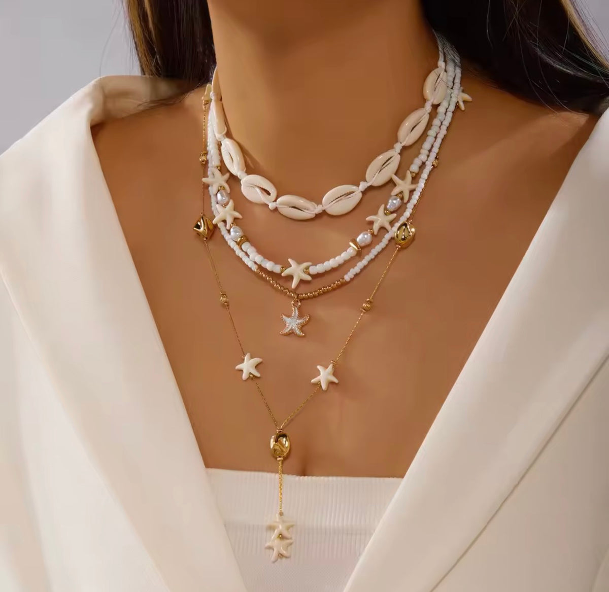 Shell Beaded Necklace with FREE Jellyfish Earrings | HA Tiny Trends