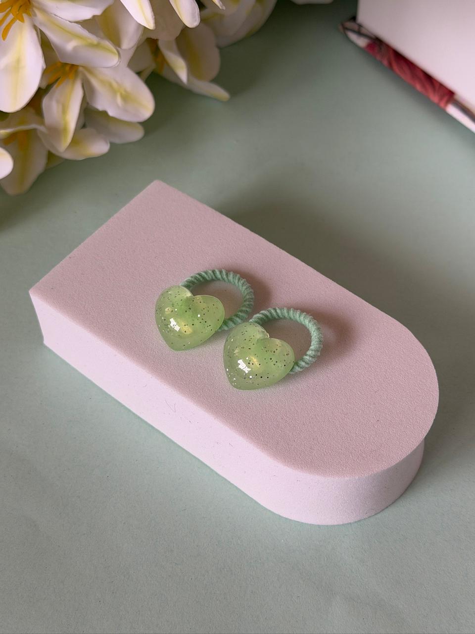 Glitter Heart Hair Ties