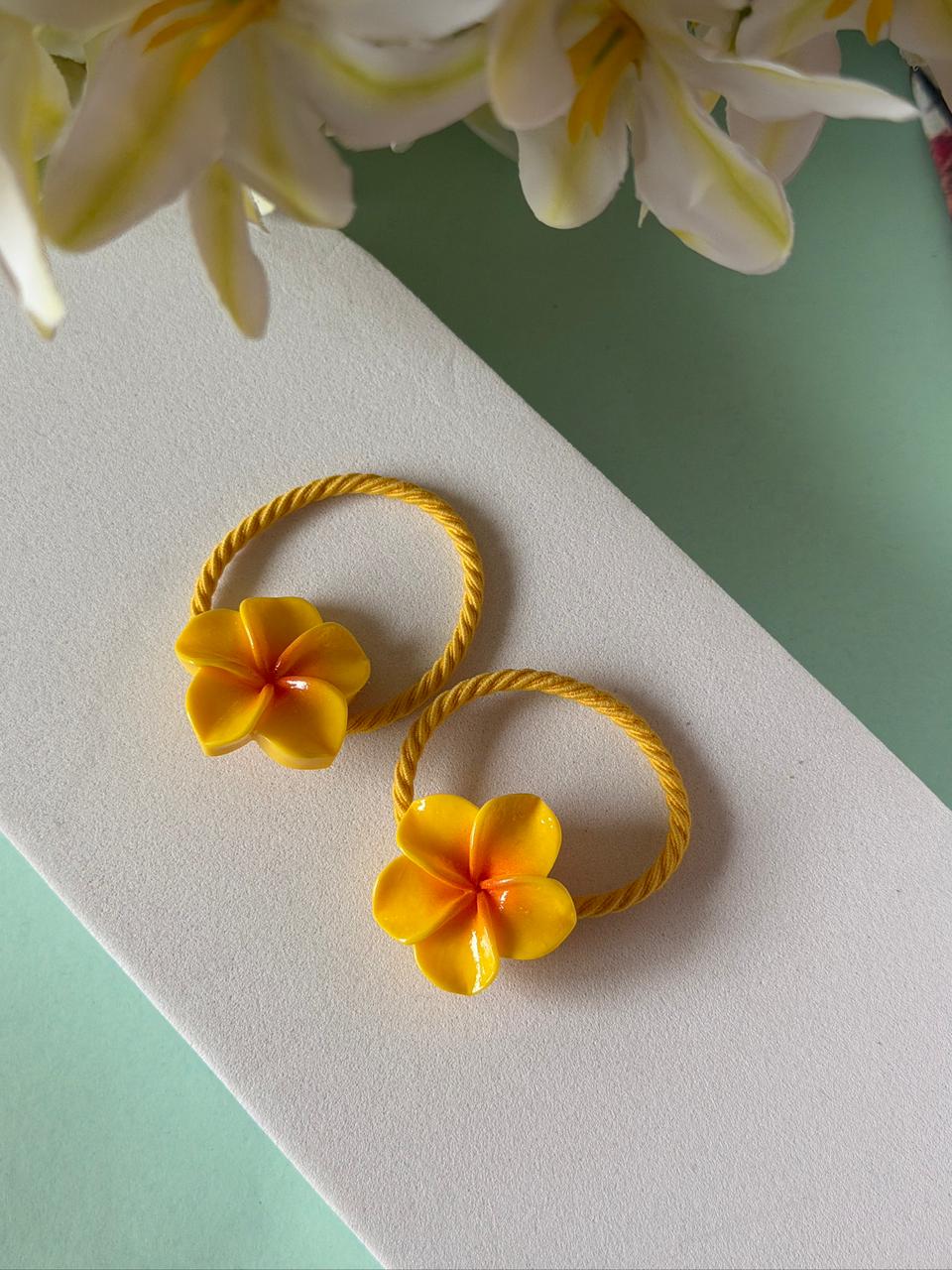Plumeria Flower Hair Ties