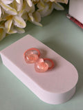 Peach Glitter Heart Hair Ties