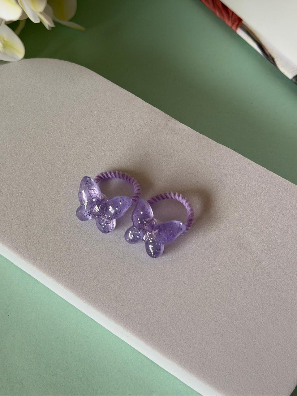 Lavender Glitter Butterfly Hair Ties