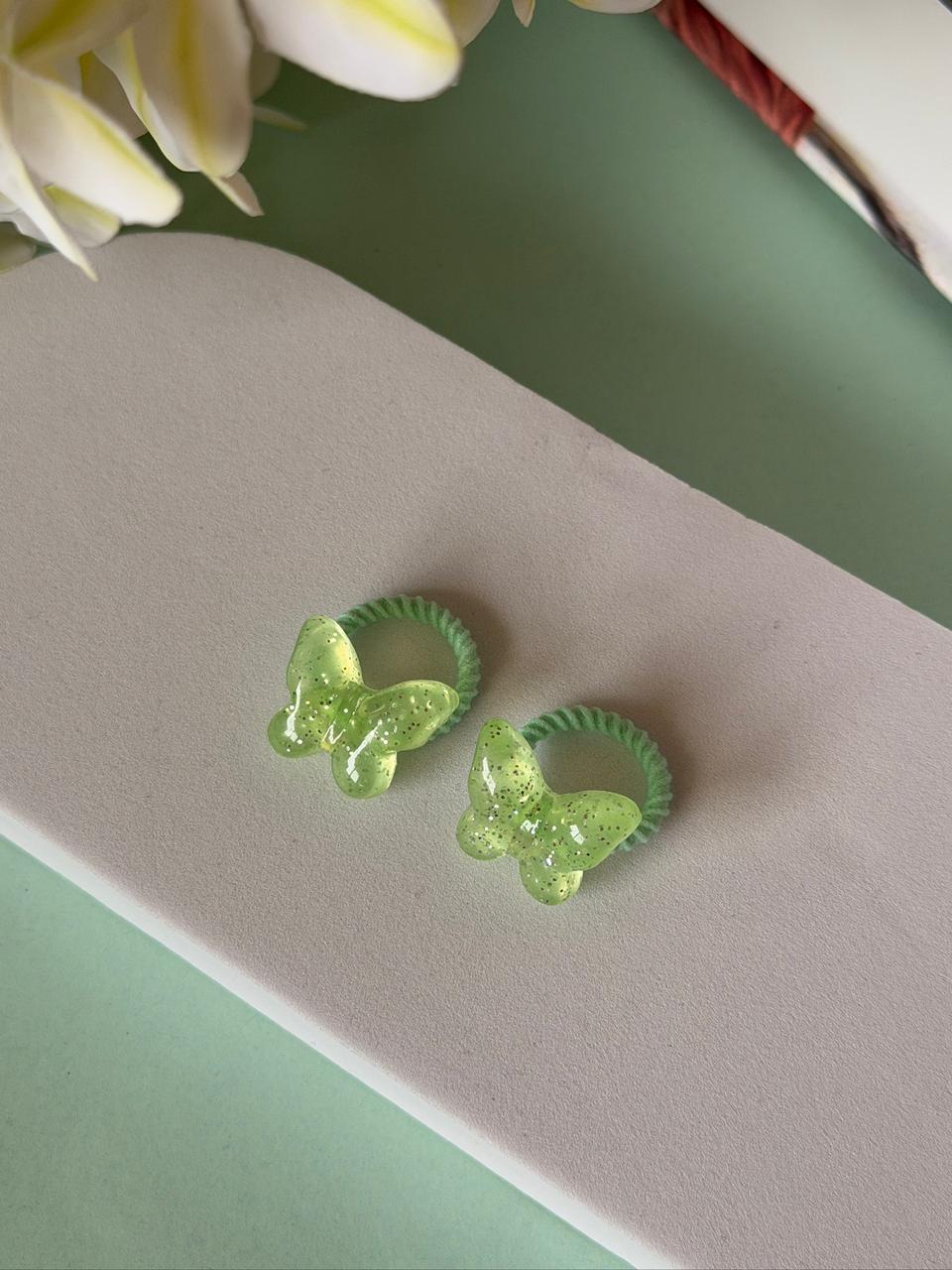 Green Glitter Butterfly Hair Ties