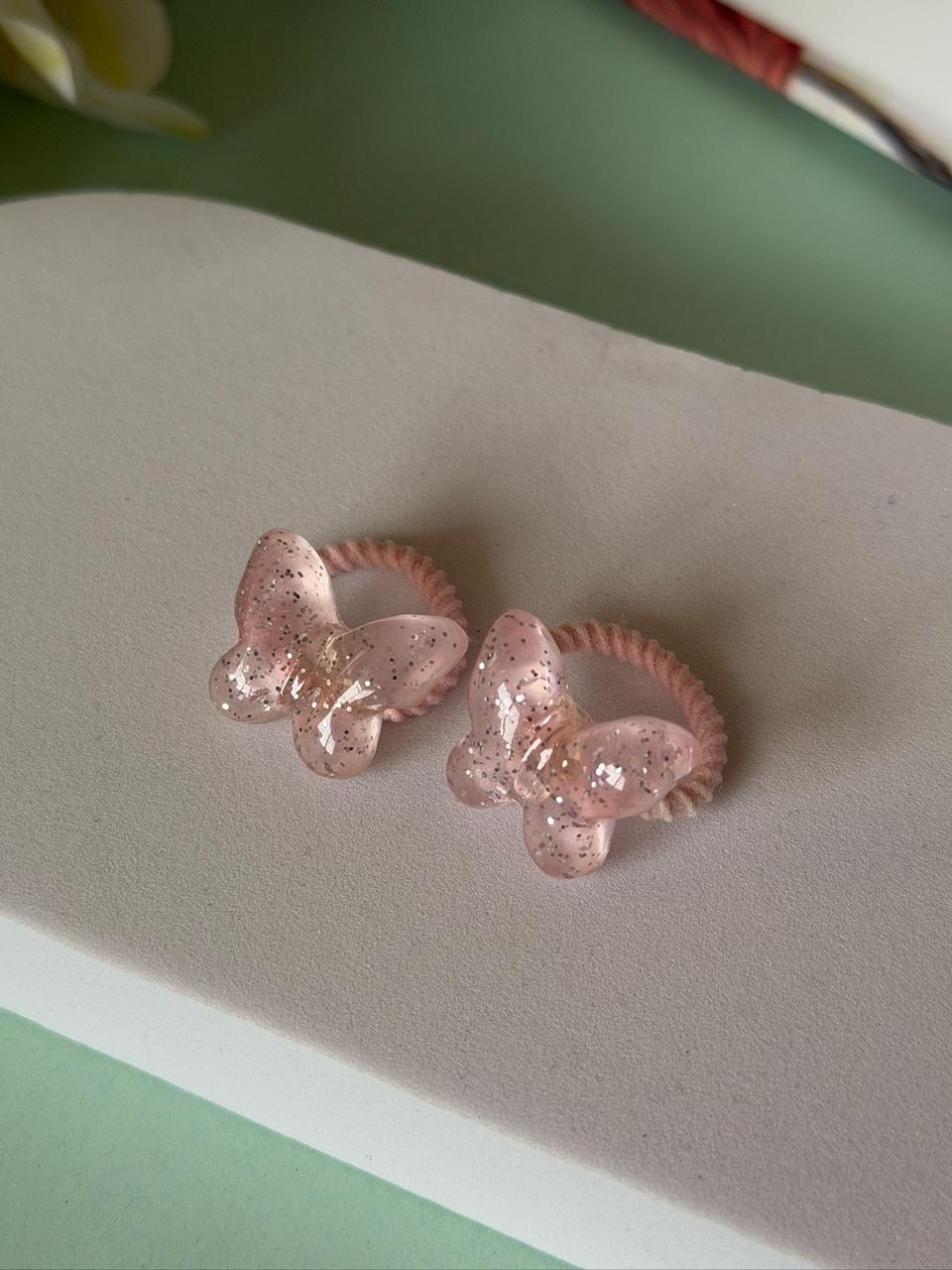 Blush Pink Glitter Butterfly Hair Ties