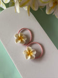 White Plumeria Flower Hair Ties