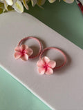 Pink Plumeria Flower Hair Ties
