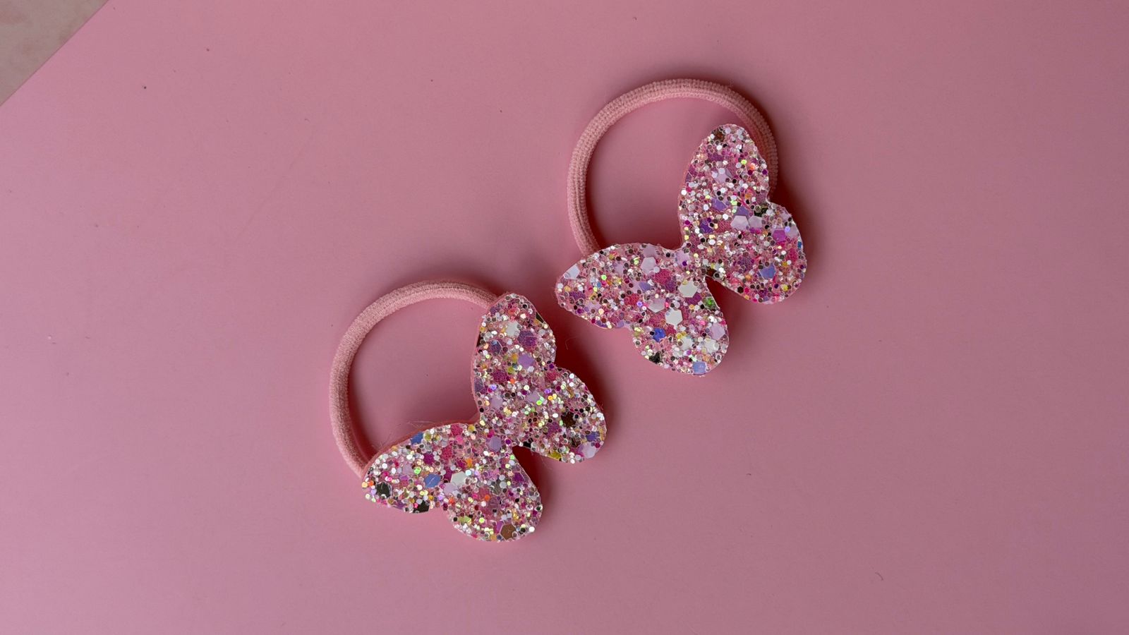 Glitter Butterfly Hair Ties – Pink