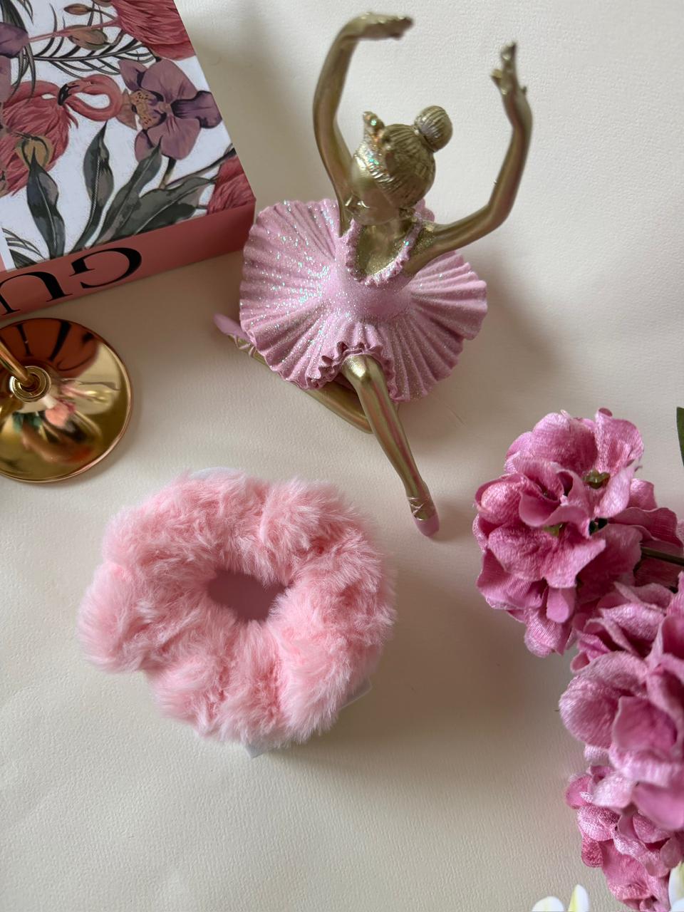 Blush Pink Fluffy Scrunchie