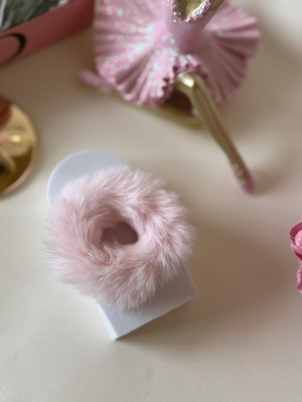 Petal Pink Mini Fluffy Scrunchie