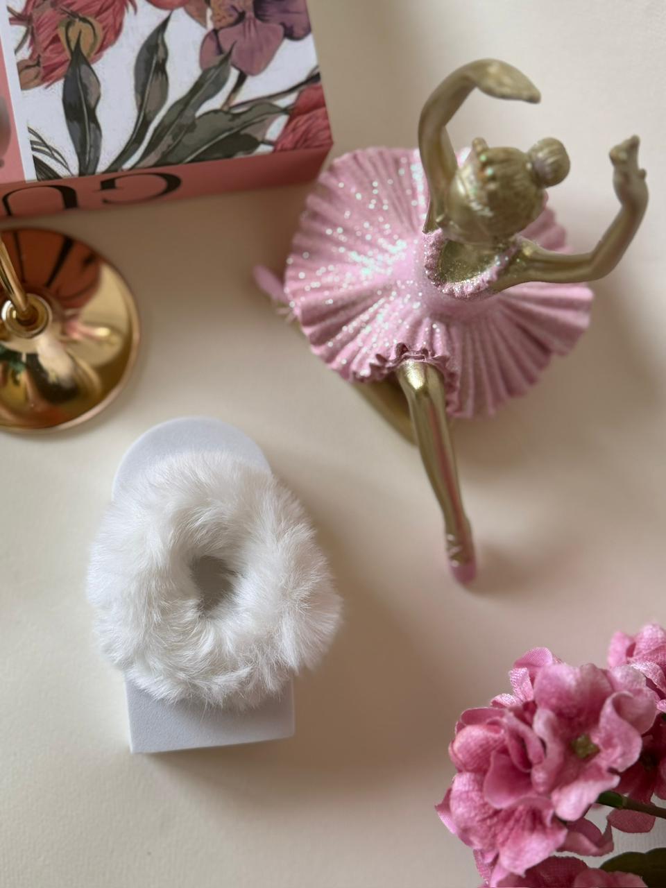 Snow White Fluffy Scrunchie