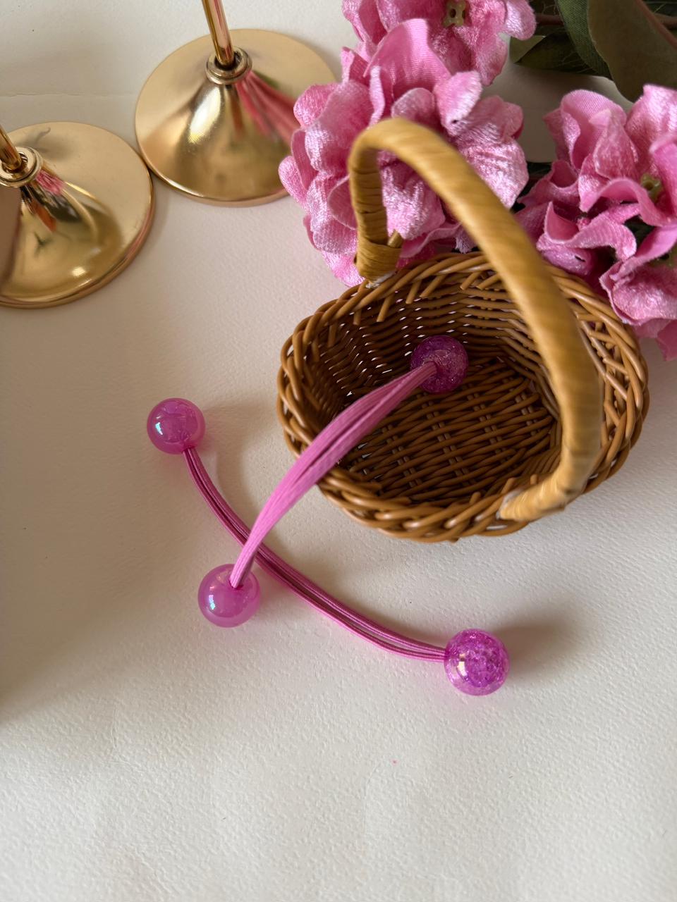 Magenta Pearl Bead Hair Ties