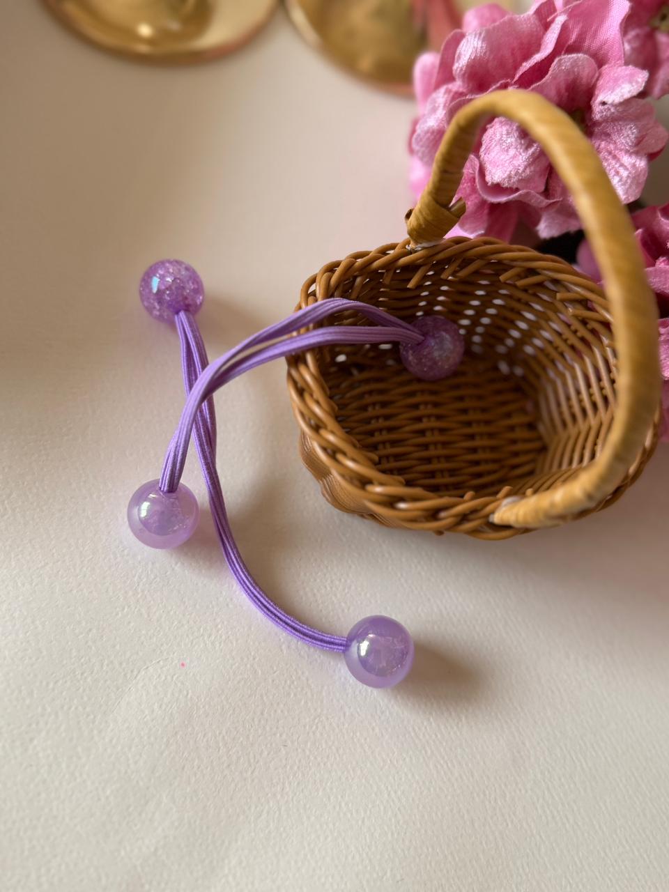 Lavender Pearl Bead Hair Ties