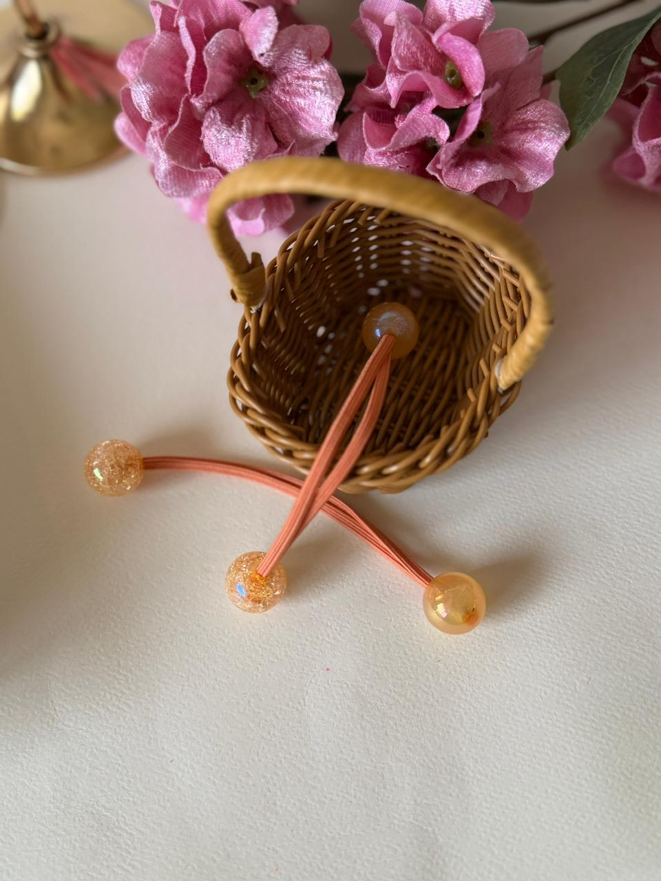 Peach Pearl Bead Hair Ties