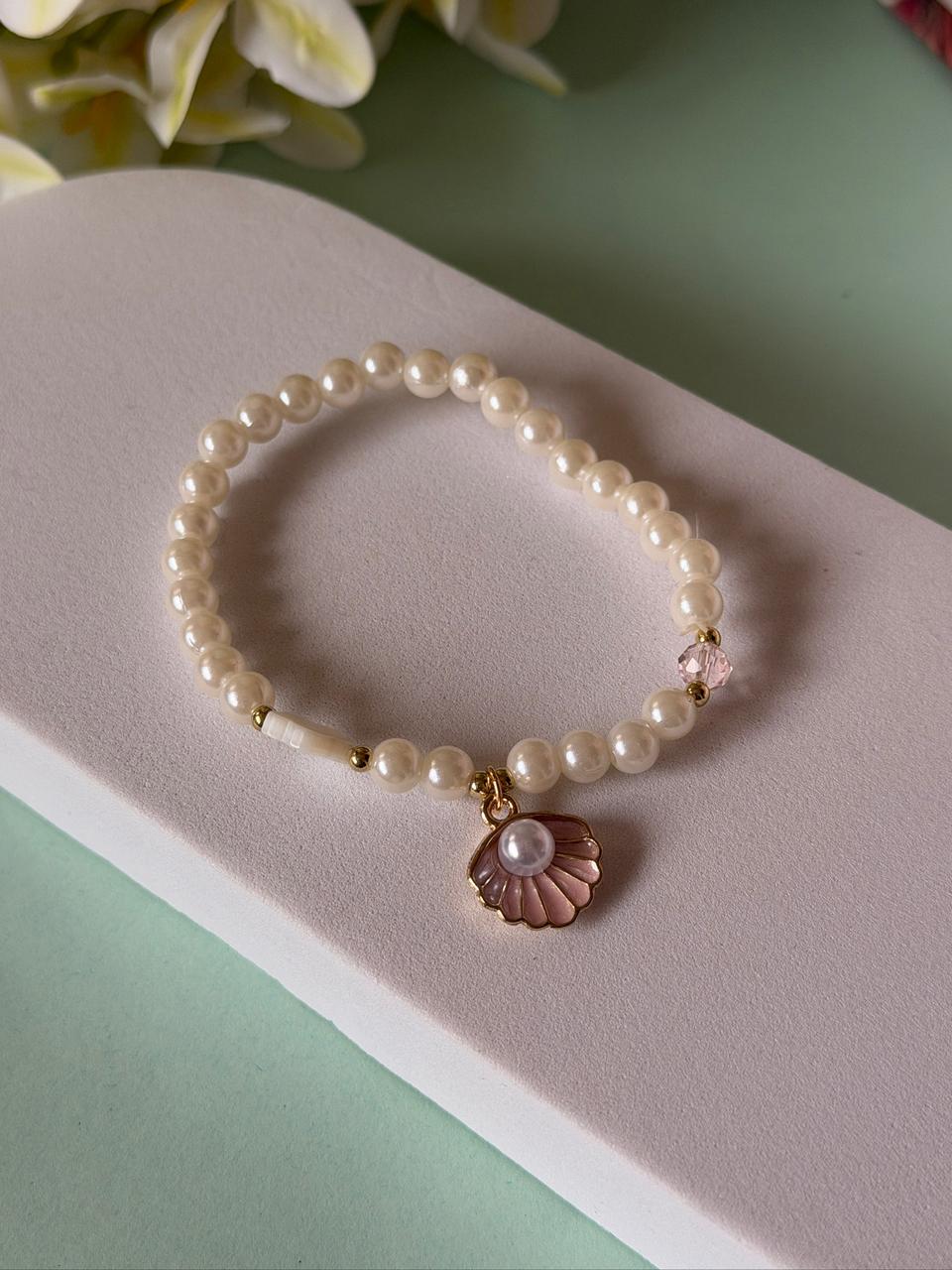 Pearl Pink Shell Charm Bracelet