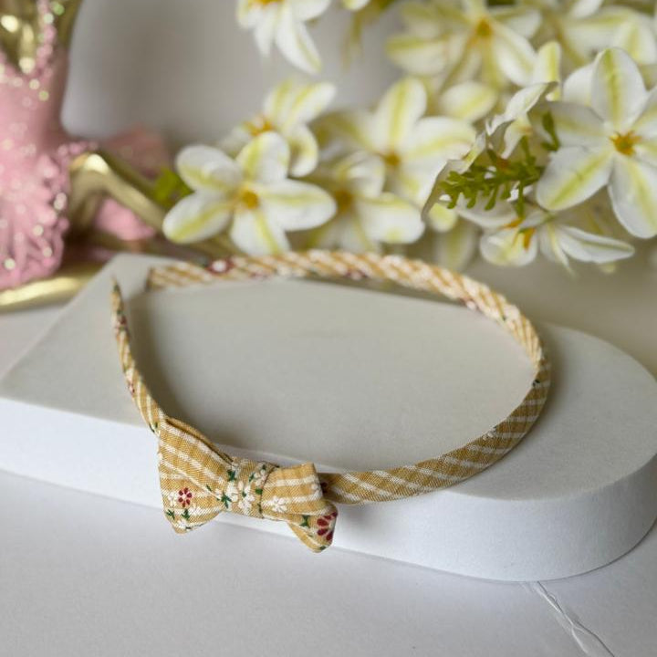 Sunny Gingham Floral Bow Headband