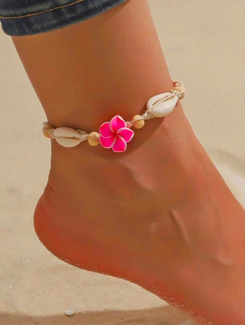 Pink bloom beach anklet