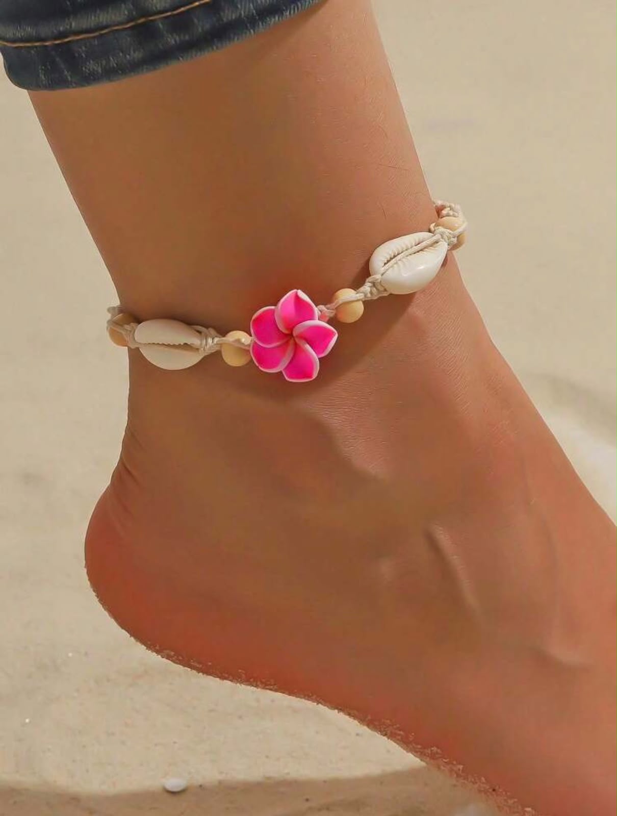 Pink bloom beach anklet