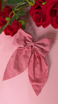 Girls Red Houndstooth Hair Bow