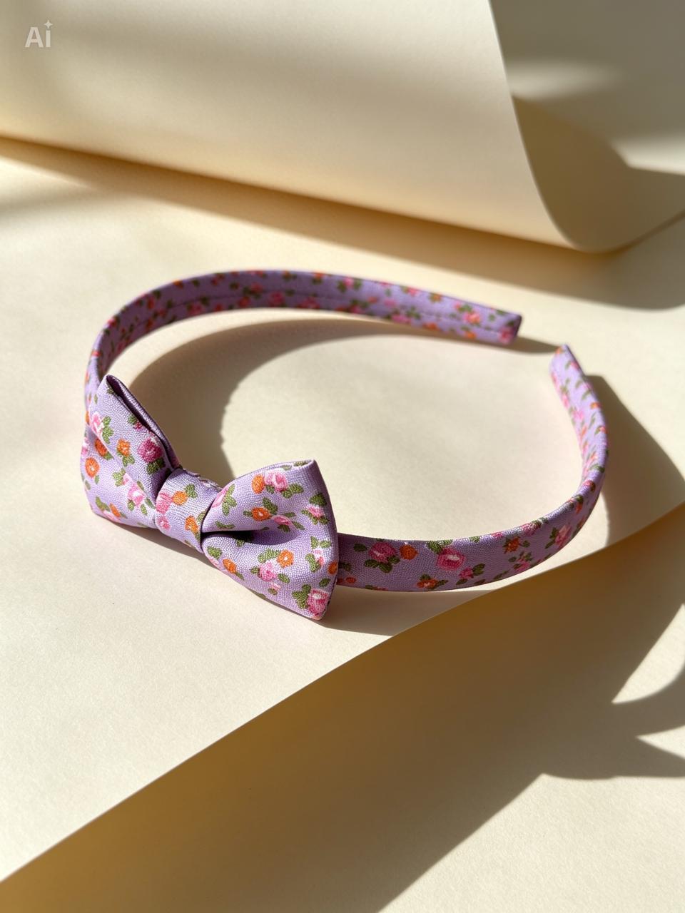 Lavender Floral Bow Headband