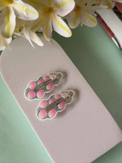 Blooming Bunny  Snap Hair Clips