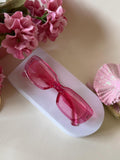Bright Fuchsia Clear Frame Retro Sunglasses