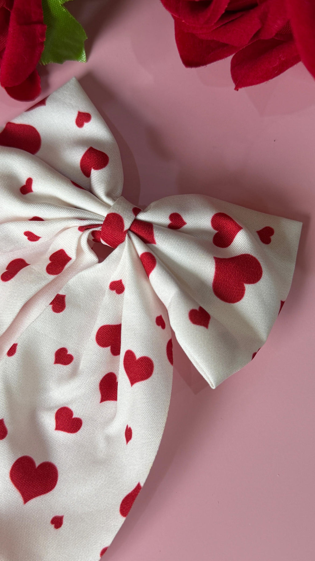 Red Heart Print Hair Bow for Girls