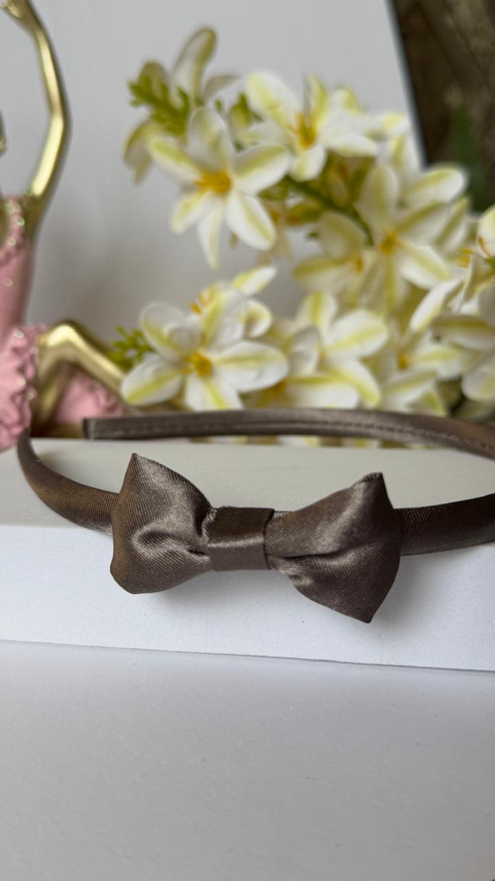 Mocha Satin Bow Headband