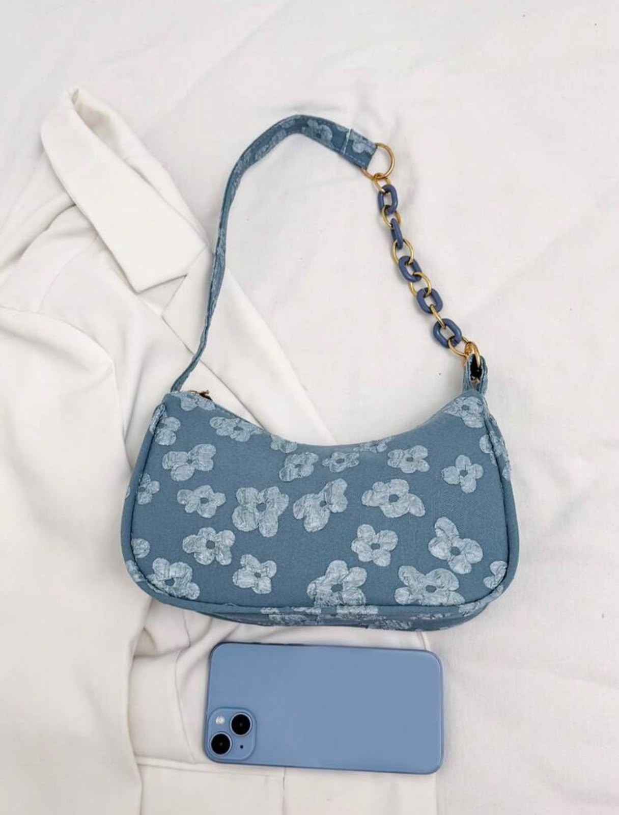 Jacquard Small Shoulder Bag | Chain Crossbody Purse for Women