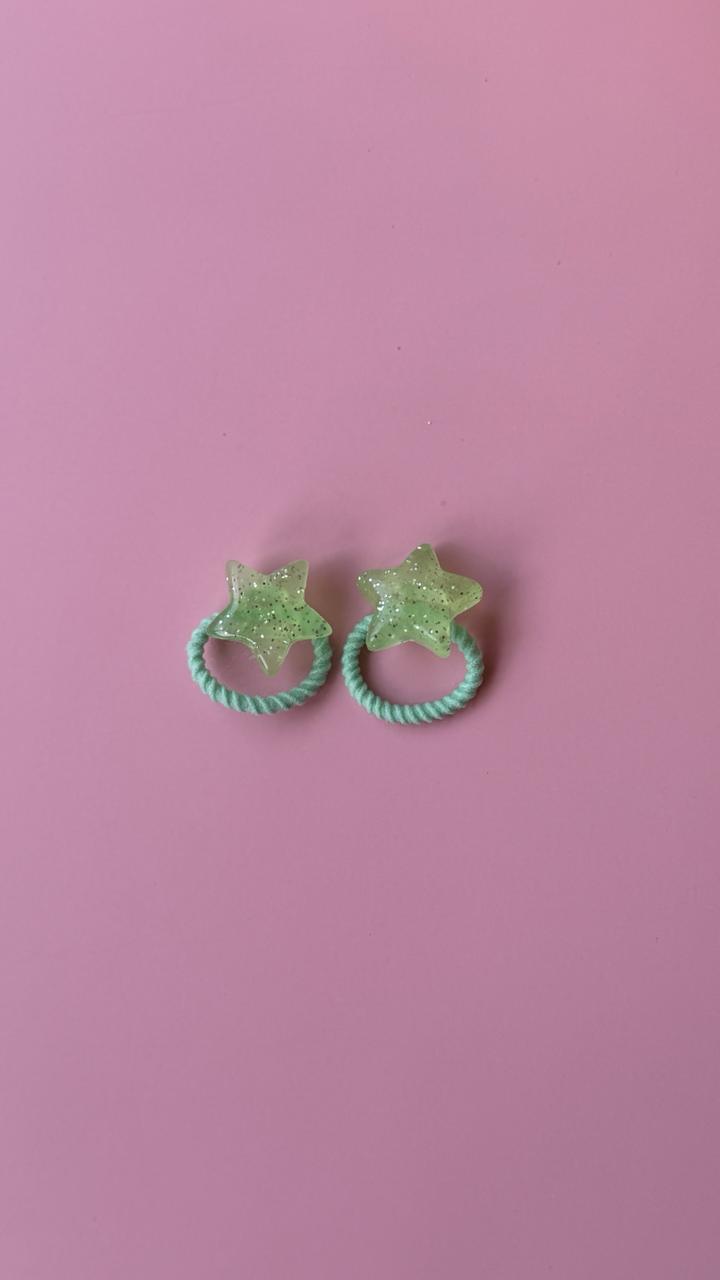 Sparkly Mint Green Star Hair Ties