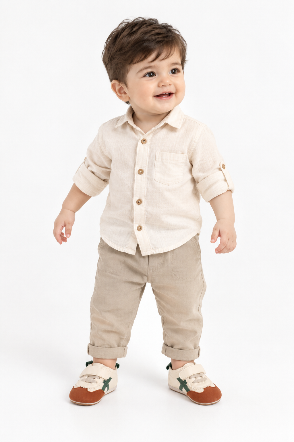 Baby Boy Sneakers | Green & Brown | 6–12 Months