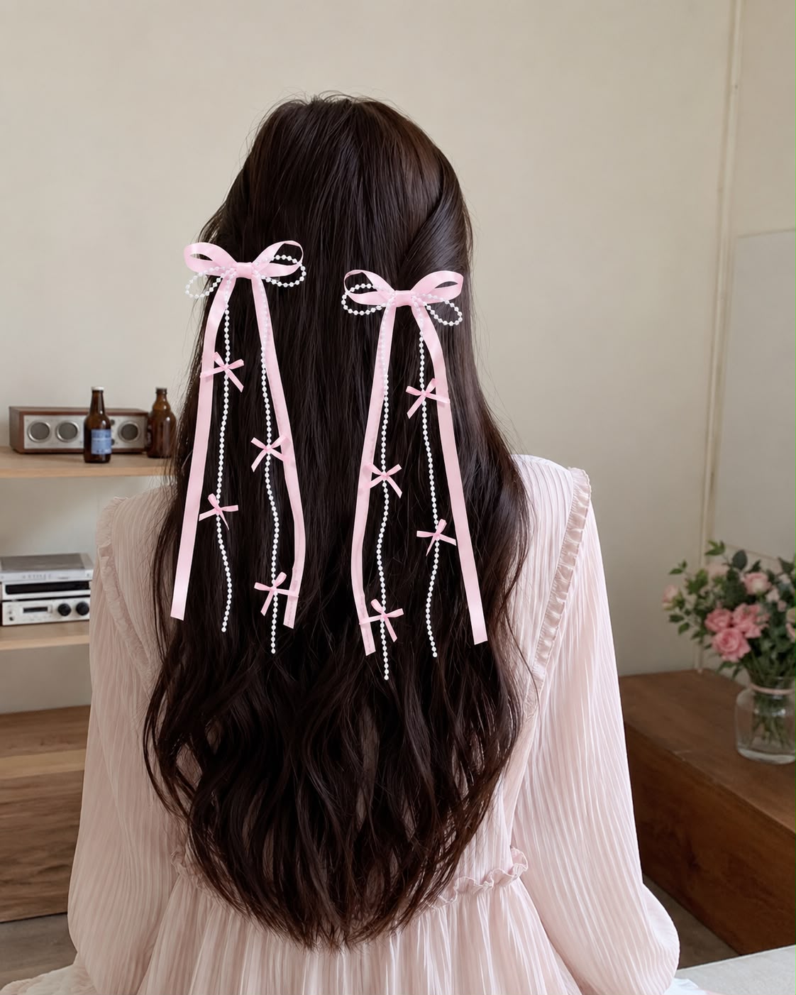 Pink Tassel Bow Hair Clips (2 Piece Set)