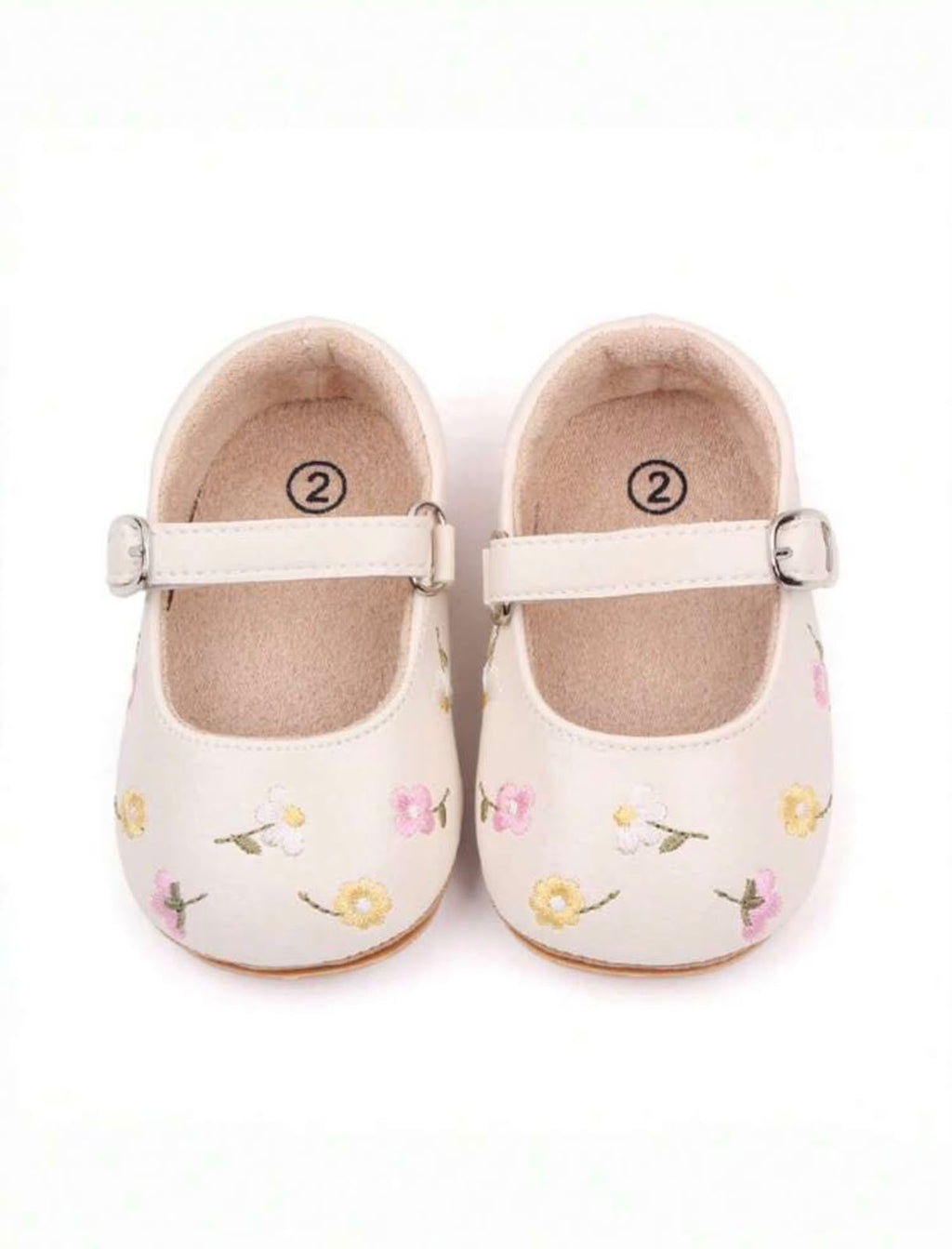 Baby Girl Mary Jane Shoes | Floral Embroidered First Walker Shoes | 6 to 12 month