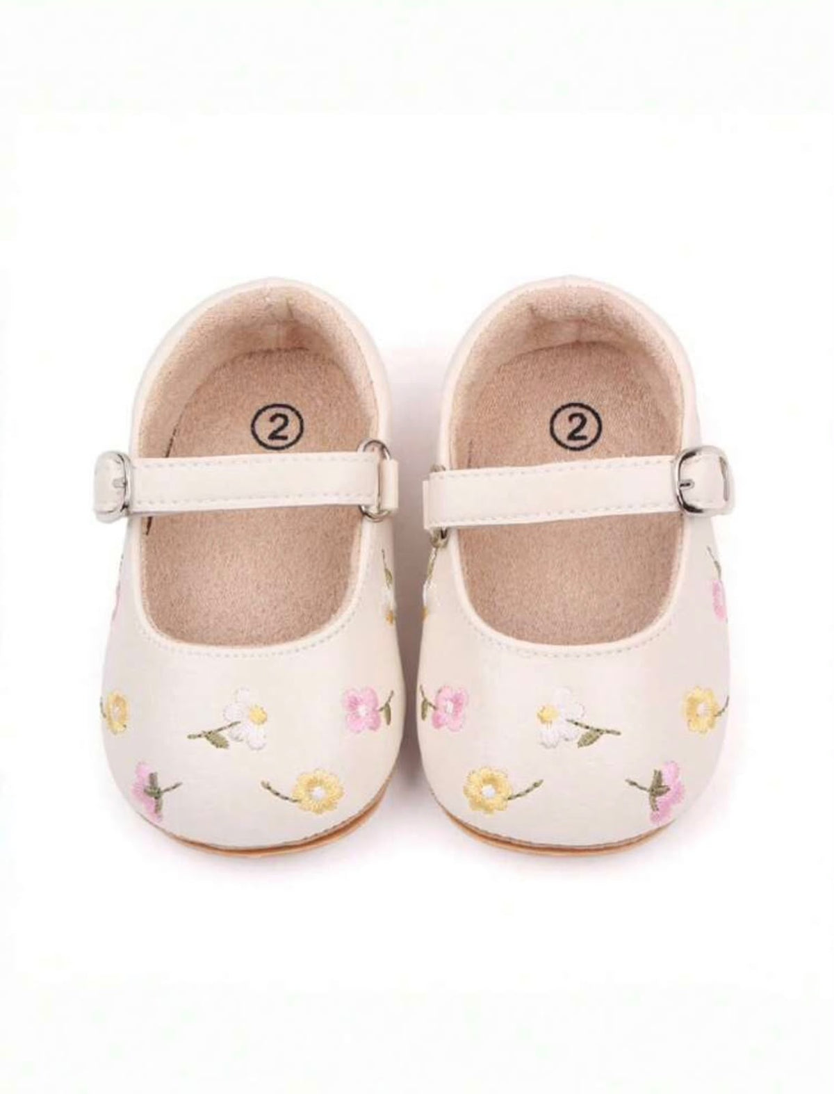 Baby Girl Mary Jane Shoes | Floral Embroidered First Walker Shoes | 6 to 12 month