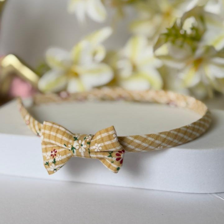 Sunny Gingham Floral Bow Headband