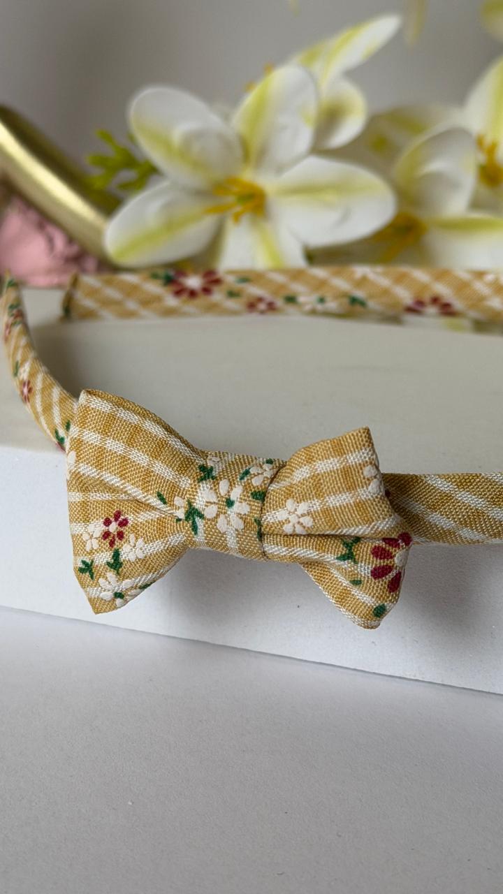 Sunny Gingham Floral Bow Headband
