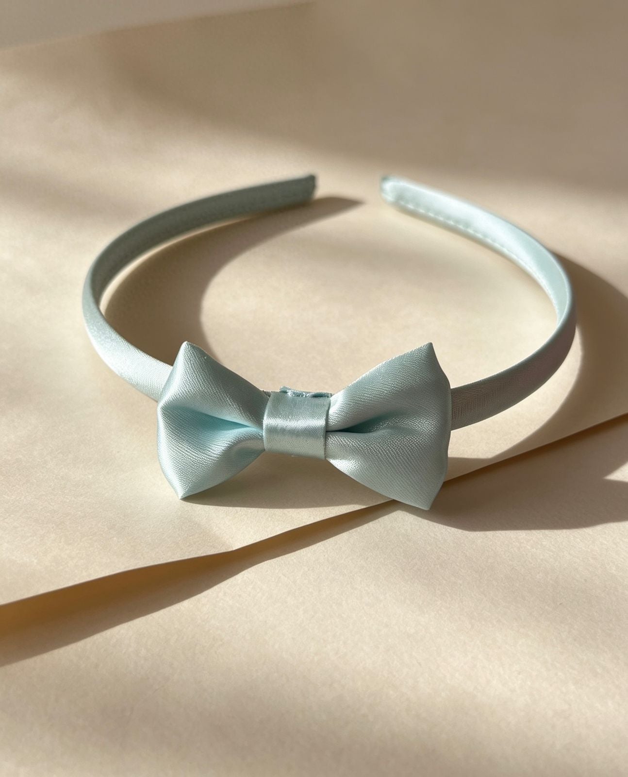 Pastel Blue Satin Bow Headband