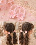 Cherry Blossom Hair Ties (2pcs) | Pink Braided Sakura Elastics
