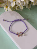 Purple Enamel Butterfly Cord Bracelet