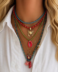 Multi-Layer Beach Charm Necklace Set – Crab, Shell &amp; Starfish Pendants