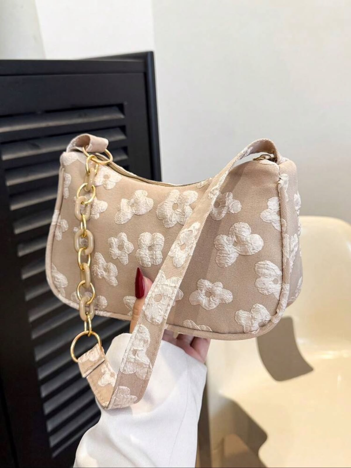 Jacquard Small Shoulder Bag | Chain Crossbody Purse for Women