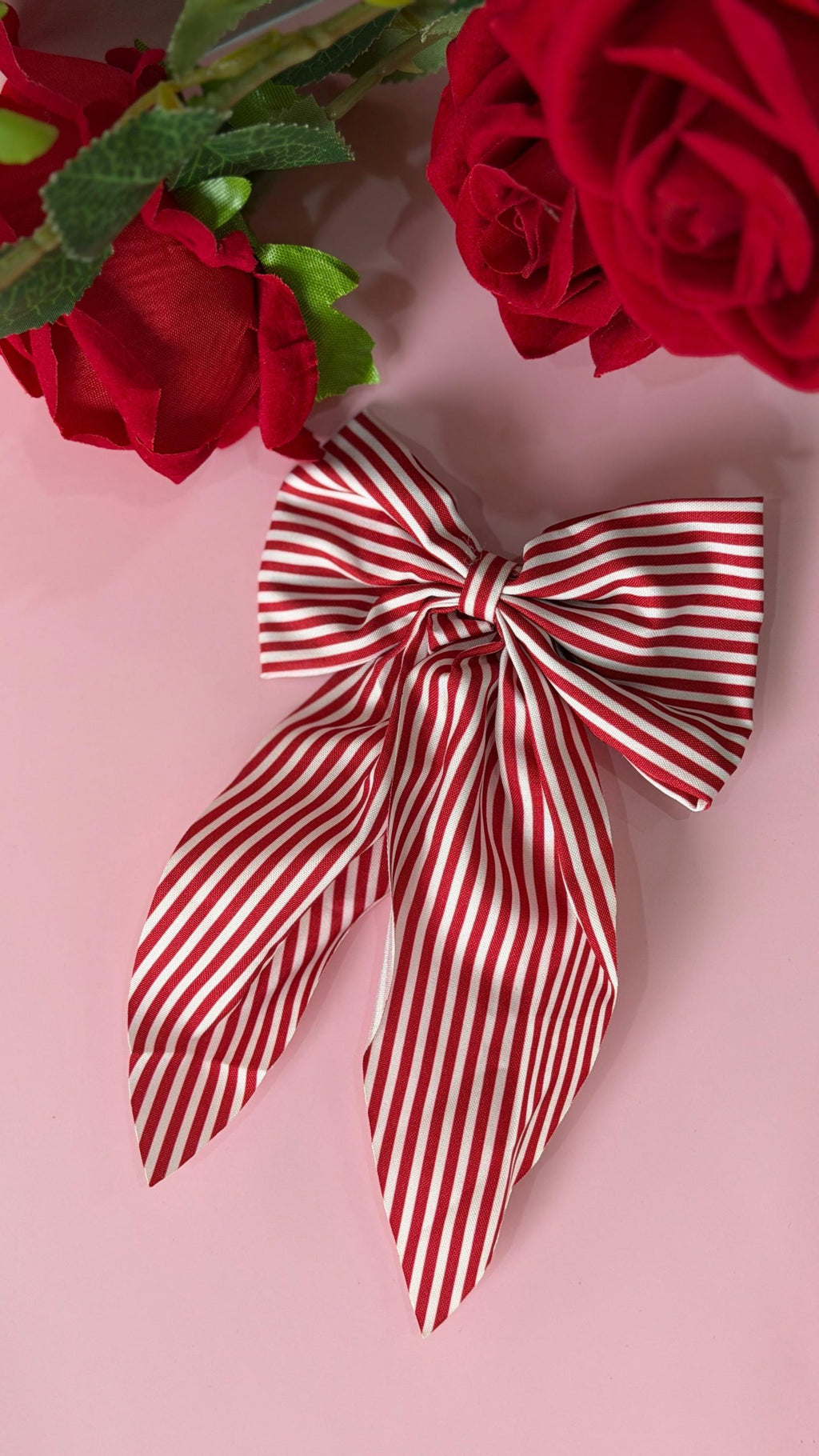Classic Red and White Candy Stripe Hair Bow