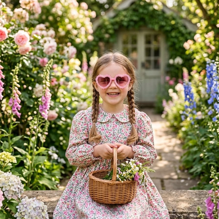 Pink Daisy Heart Sunglasses | Floral Heart Shaped Shades | Cute Summer Accessory